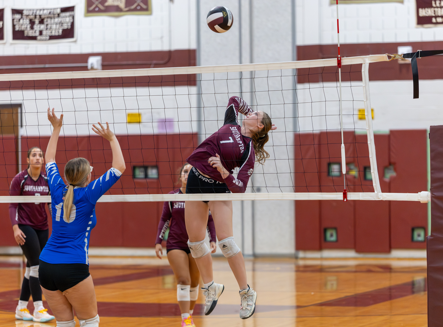Southampton's Bailey Brown goes up for a kill.  RON ESPOSITO/SOUTHAMPTON SCHOOL DISTRICT