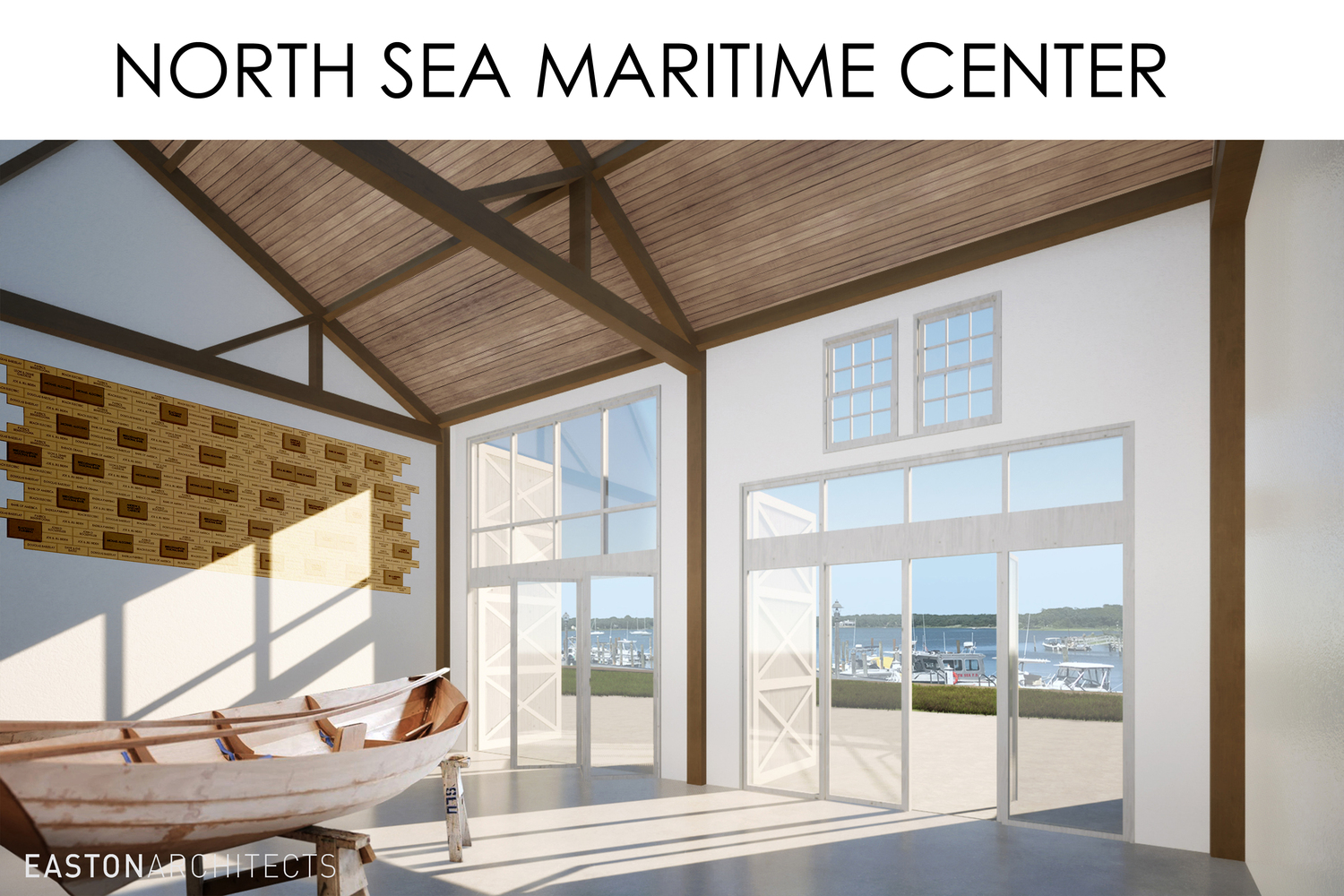 Renderings of what the renovated Tupper Boathouse at the North Sea Maritime Center will look like when completed. COURTESY OF THE NORTH SEA MARITIME CENTER