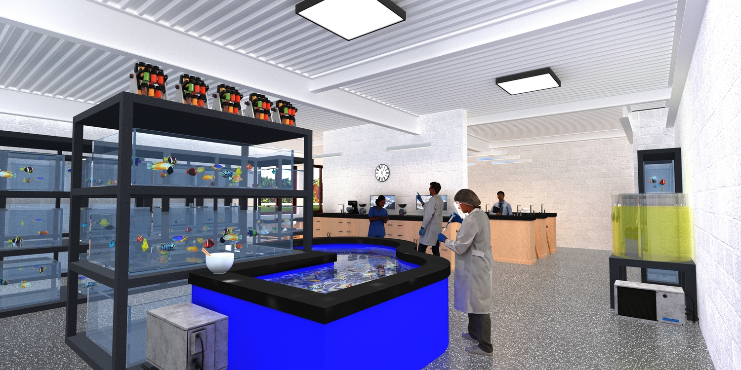 Preliminary architectural renderings show what the proposed bond project for a new gym and wet lab at Pierson would look like.