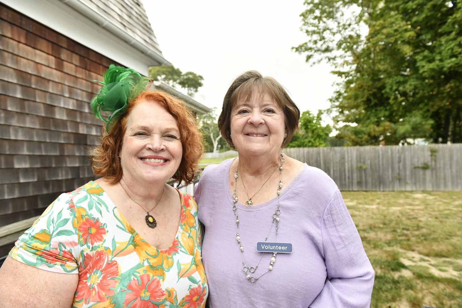 Brenda Sinclair and Ellen Dupree at the Hampton Bays Historical Society end of the summer cocktail party at the Lyzon Hat Shop on Friday evening.  DANA SHAW