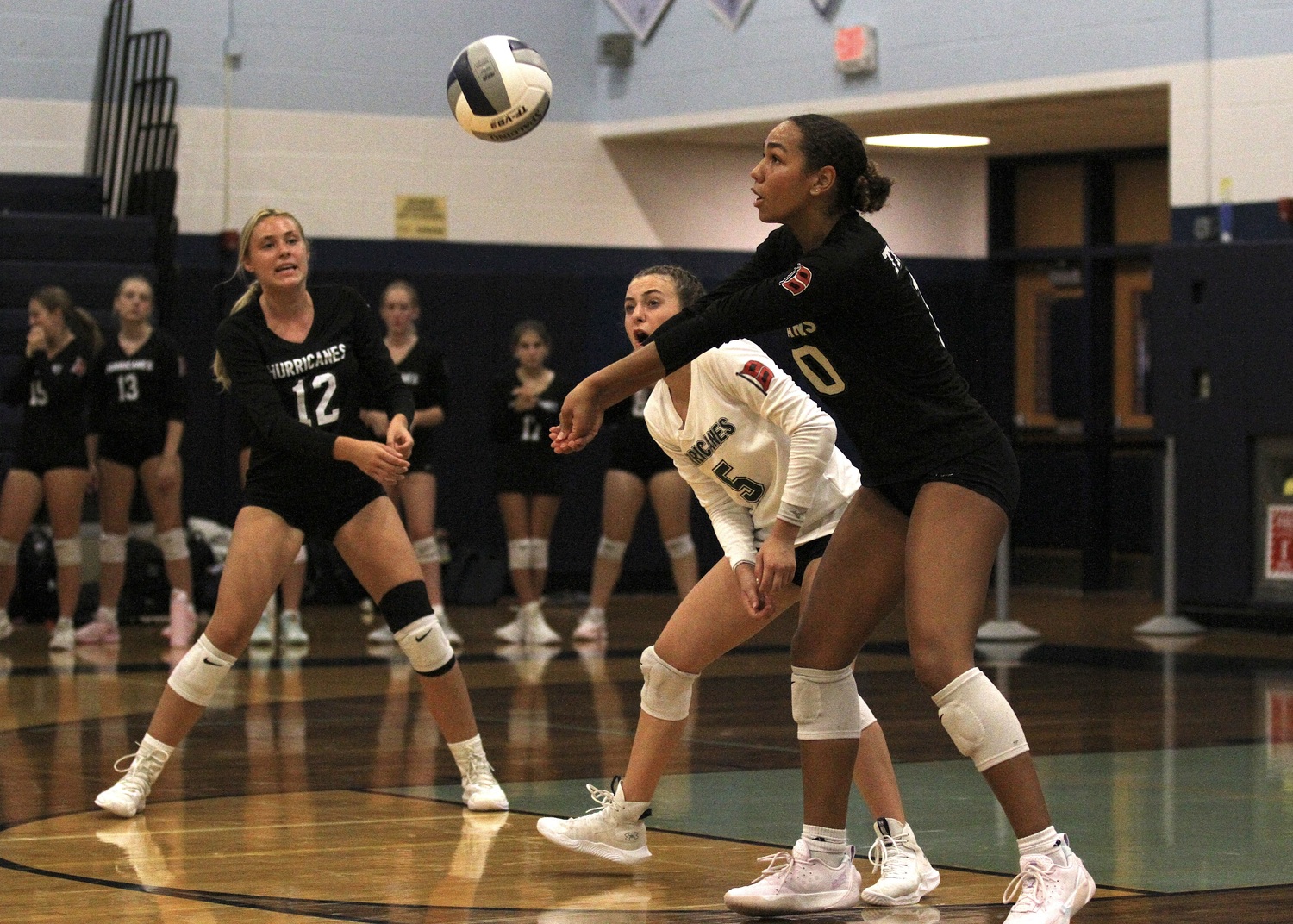 Senior middle blocker Jasmine Taylor digs out a serve receive. DESIRÉE KEEGAN