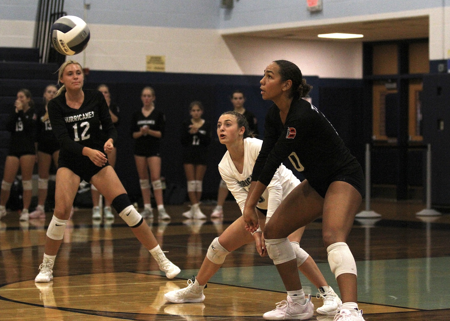 Senior middle blocker Jasmine Taylor digs out a serve receive. DESIRÉE KEEGAN