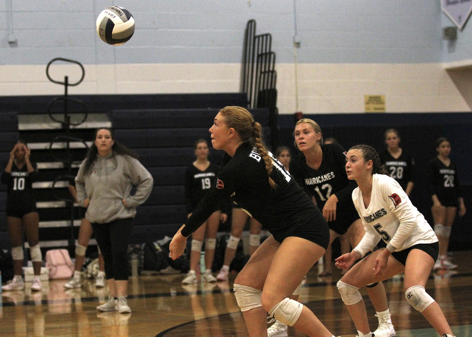 Senior outside hitter Katie Burke digs out a serve return. DESIRÉE KEEGAN