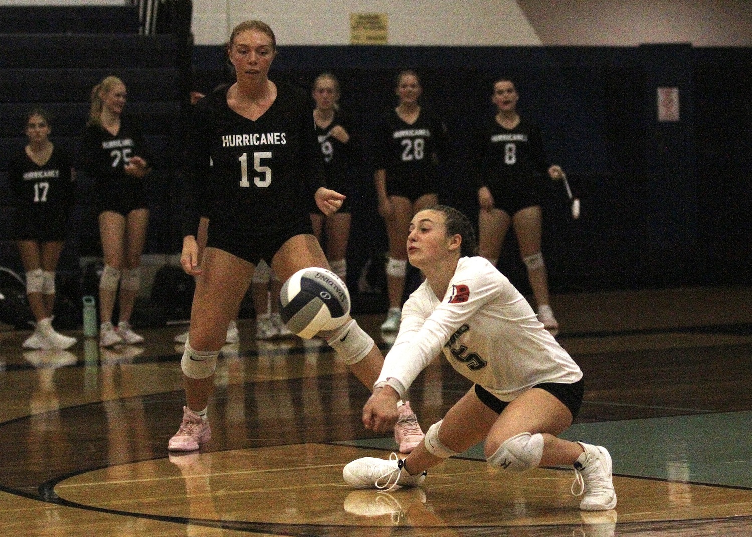 Junior libero Lila Davin digs out a serve return. DESIRÉE KEEGAN