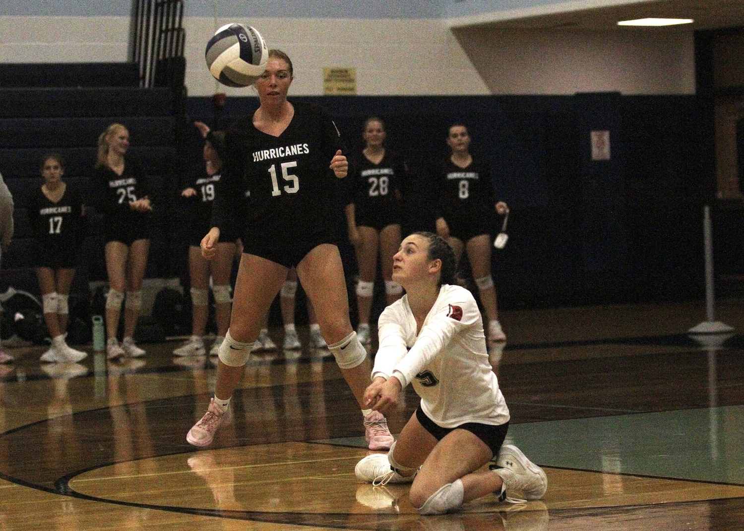 Junior libero Lila Davin digs out a serve return. DESIRÉE KEEGAN