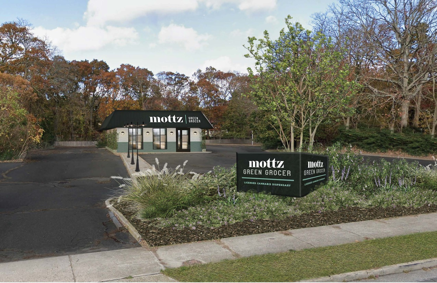 A rendering of what the owners say Mottz Green Grocer would look like when they've renovated the blighted former bank building.