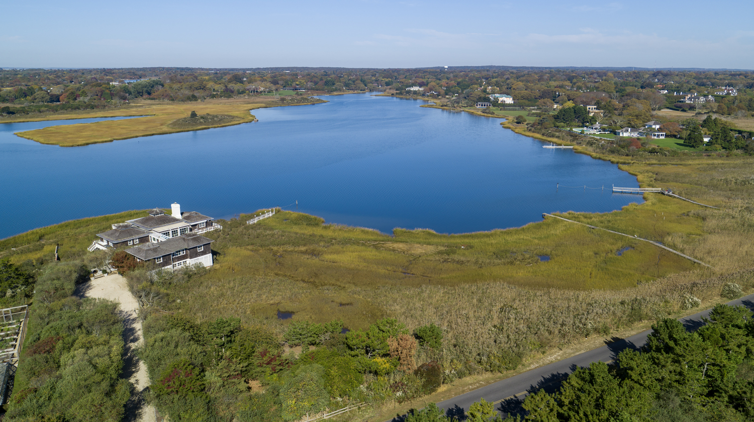 An aerial view of 501 Meadow Lane in Southampton. COURTESY THE CORCORAN GROUP