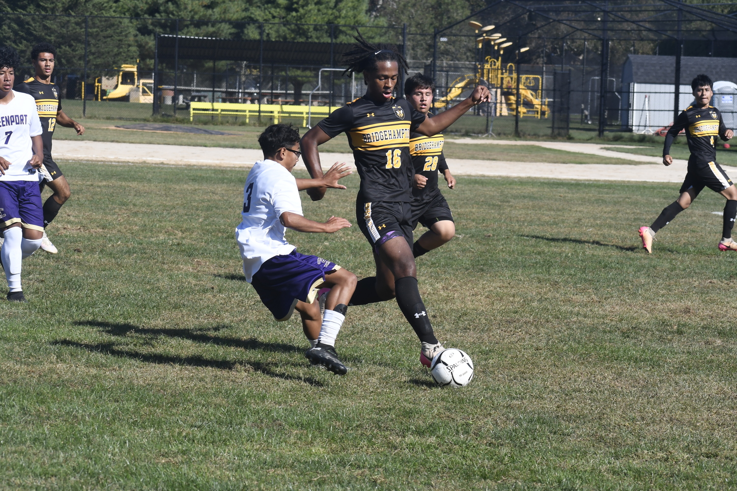 Bridgehampton junior Jordyn Turner clears the ball out of his team's defensive end. DREW BUDD