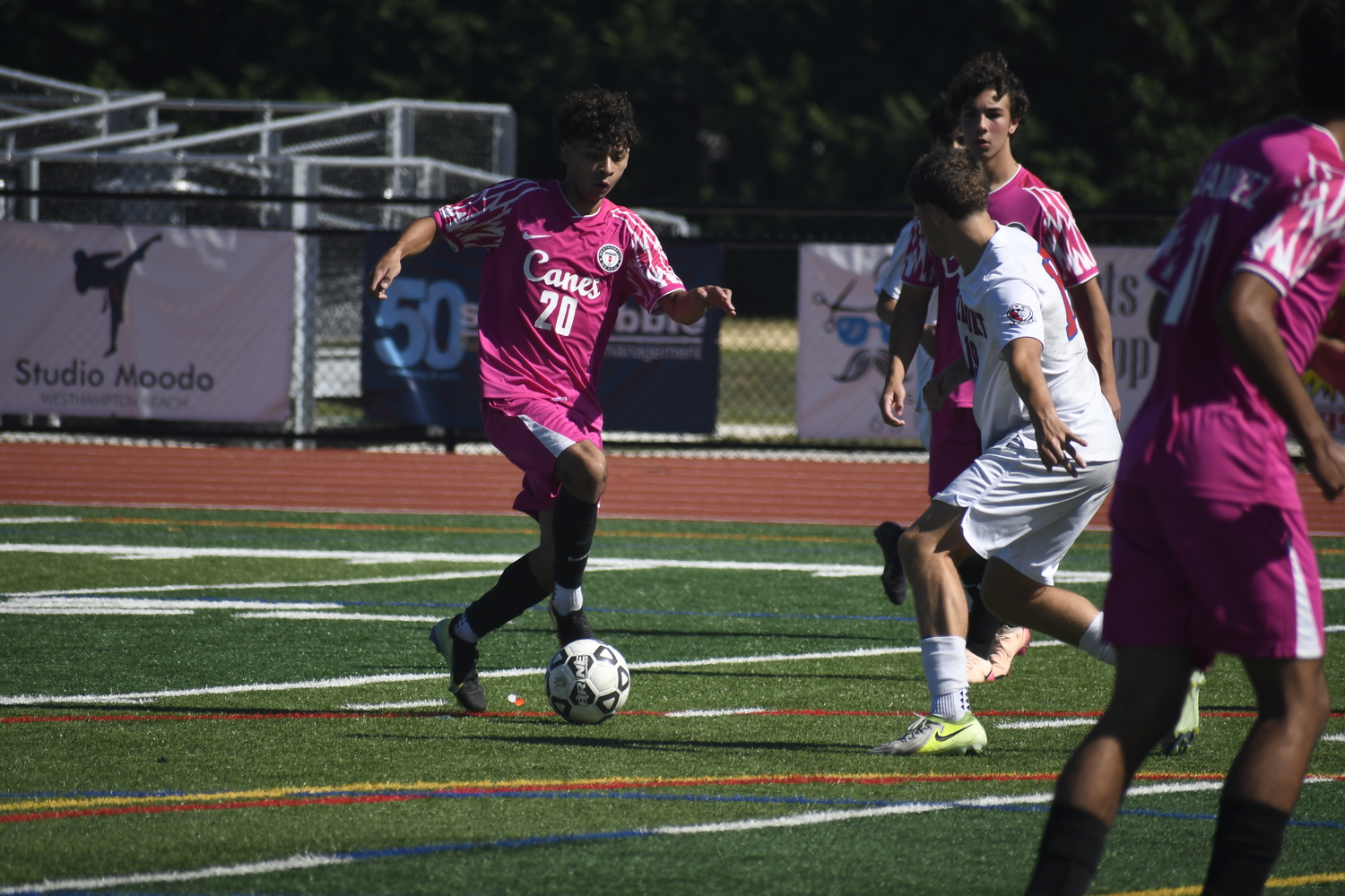 Westhampton Beach senior Angelo Melendez scored the first goal of the game on Saturday afternoon.  DREW BUDD