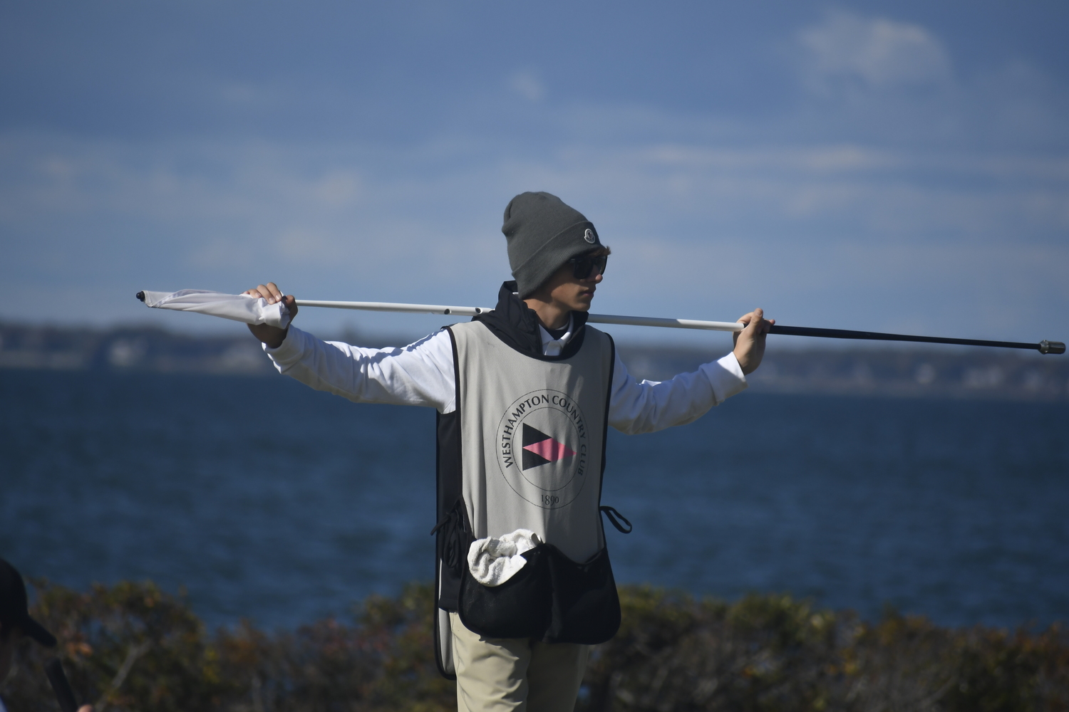 Caden Padavan was on the bag for Zach Berger at Sebonack on Friday.  DREW BUDD