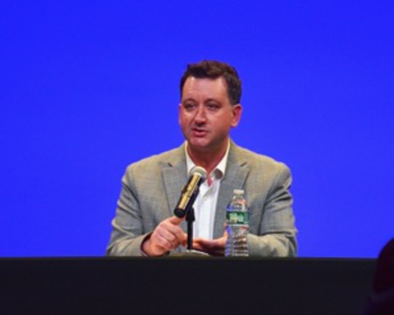 Ian Calder-Piedmonte, an incumbent Democrat running for East Hampton Town Board, at a debate held at LTV Studios and hosted by The Express News Group on Monday night. KYRIL BROMLEY