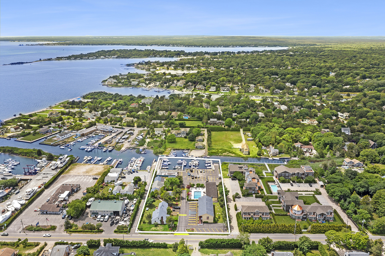 Bay Watch Hotel & Marina, located at 72 Foster Avenue in Hampton Bays, has hit the market for $10.5 million. COURTESY CORCORAN