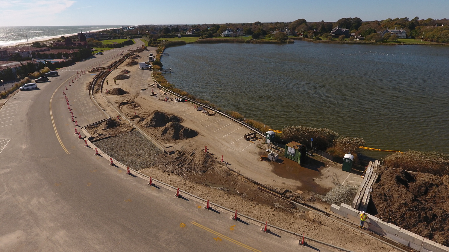 The Southampton Town Trustees are installing a bioswale at the south end of Lake Agawam, and the Lake Agawam Conservancy is paying for the removal of phragmites, an invasive species, in the lake. Both projects will provide a boost to the lake and the area along its southern border.
