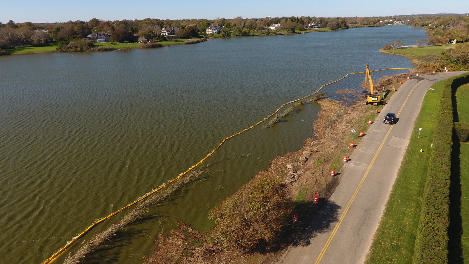The Southampton Town Trustees are installing a bioswale at the south end of Lake Agawam, and the Lake Agawam Conservancy is paying for the removal of phragmites, an invasive species, in the lake. Both projects will provide a boost to the lake and the area along its southern border.