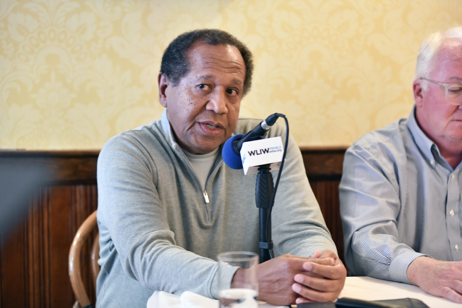 Panelist and Sag Harbor Village Deputy Mayor Ed Haye  at the Express News Group's latest “Local Matters” themed Express Sessions  on Thursday, October 23, at the American Hotel in Sag Harbor.  DANA SHAW