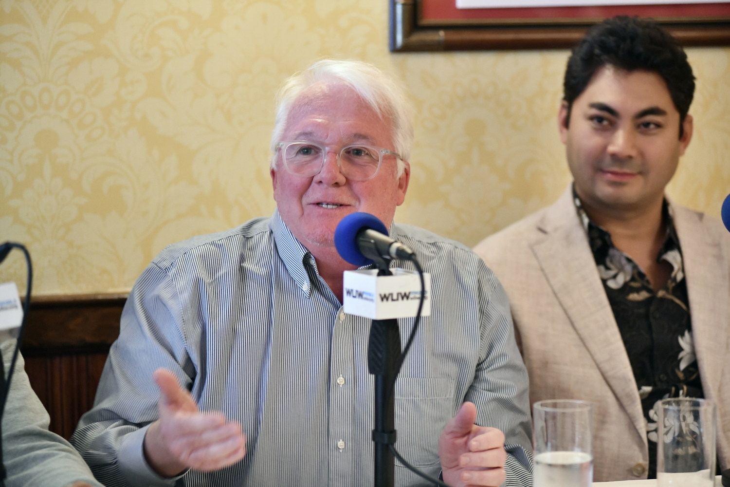 Panelist and Sag Harbor Village Trustee Aidan Corishat the Express News Group's latest “Local Matters” themed Express Sessions  on Thursday, October 23, at the American Hotel in Sag Harbor.  DANA SHAW