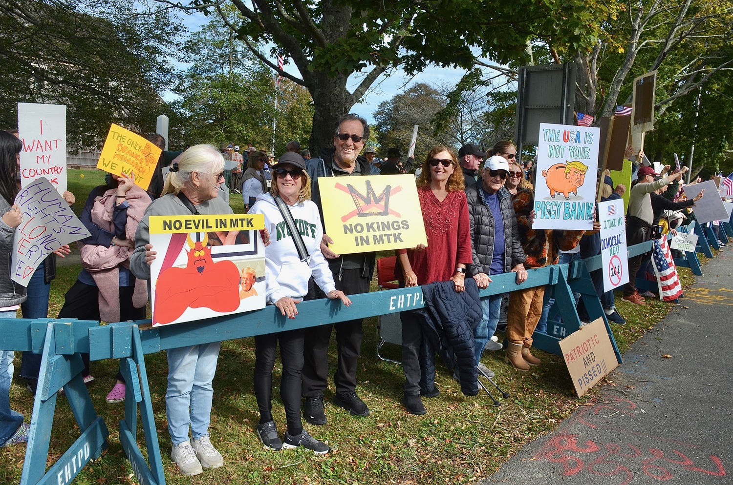 Demonstrators lined Pantigo Road in East Hampton on Saturday for 