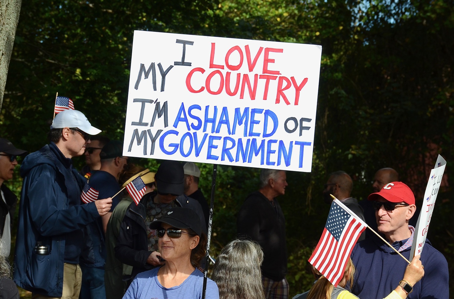 Demonstrators lined Pantigo Road in East Hampton on Saturday for 