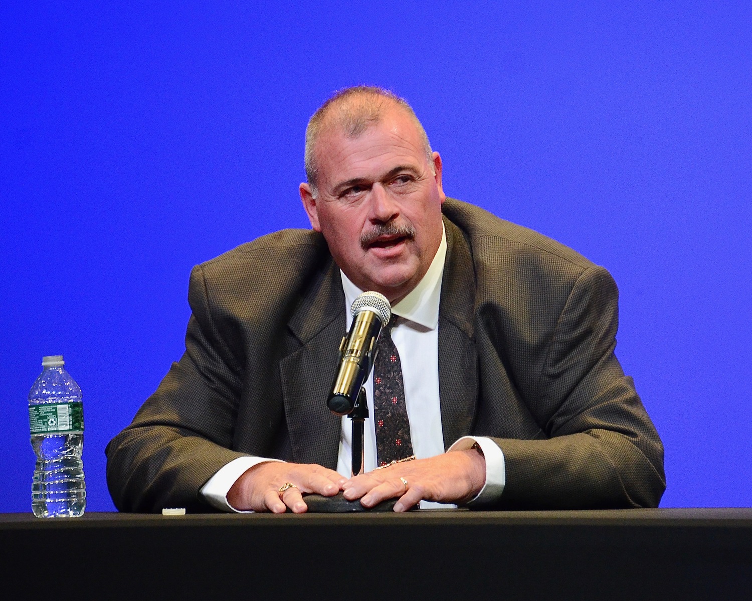 Jeff Miller, a Republican running for East Hampton Town Clerk, engages in conversation at a debate held at LTV Studios and moderated by The Express News Group on Monday night. KYRIL BROMLEY