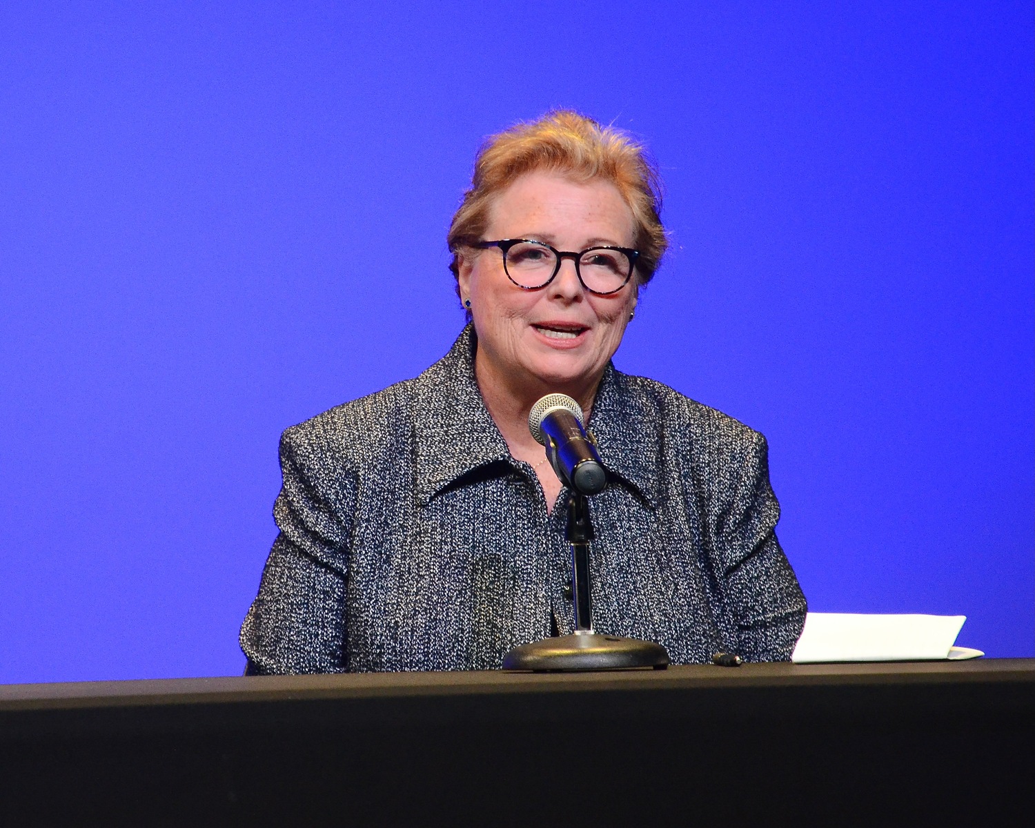 Cate Rogers, an incumbent Democrat running for East Hampton Town Board, at the debate held at LTV Studios and moderated by The Express News Group on Monday night. KYRIL BROMLEY
