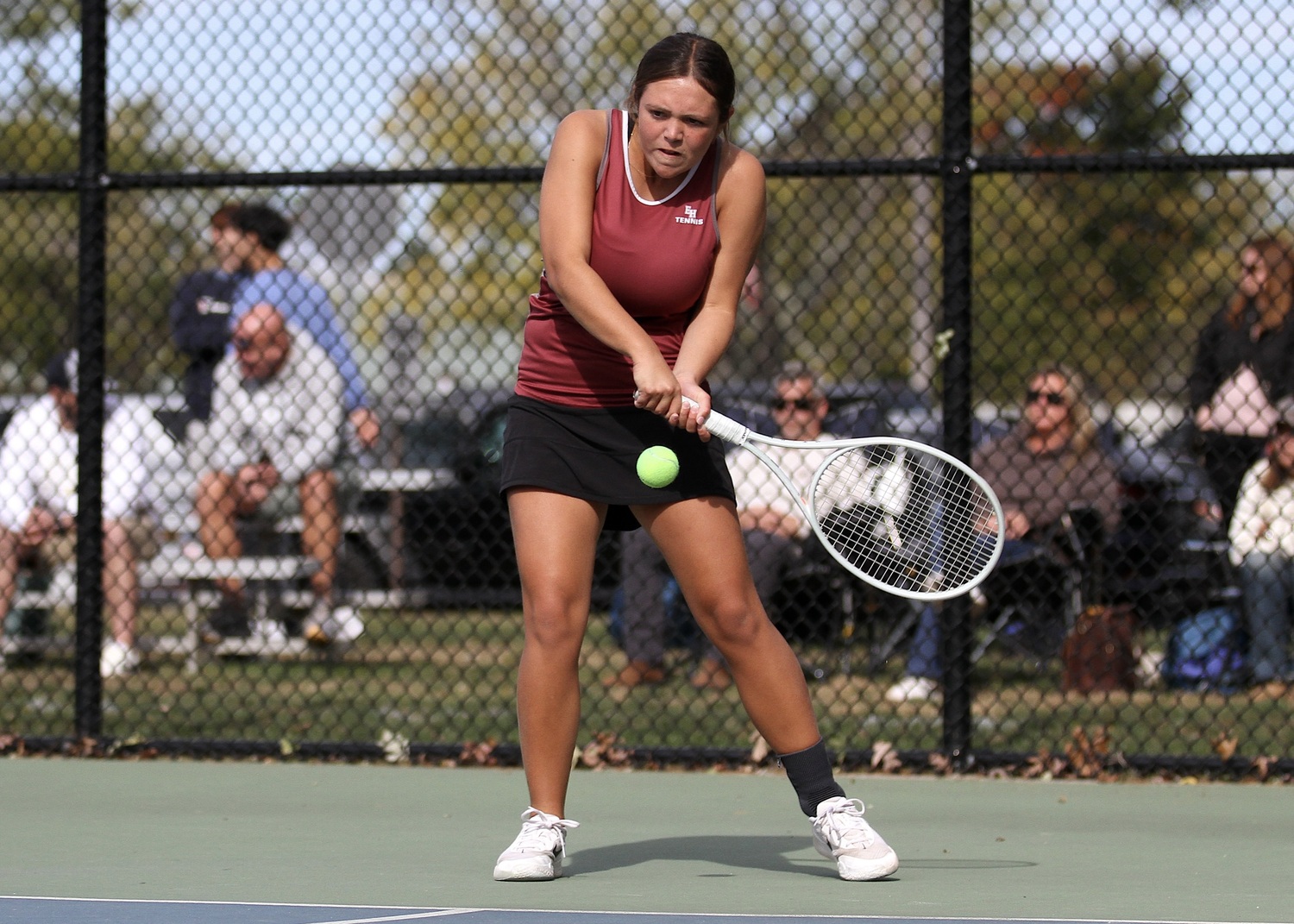 East Hampton freshman Fallon Centalonza connects with the ball. DESIRÉE KEEGAN