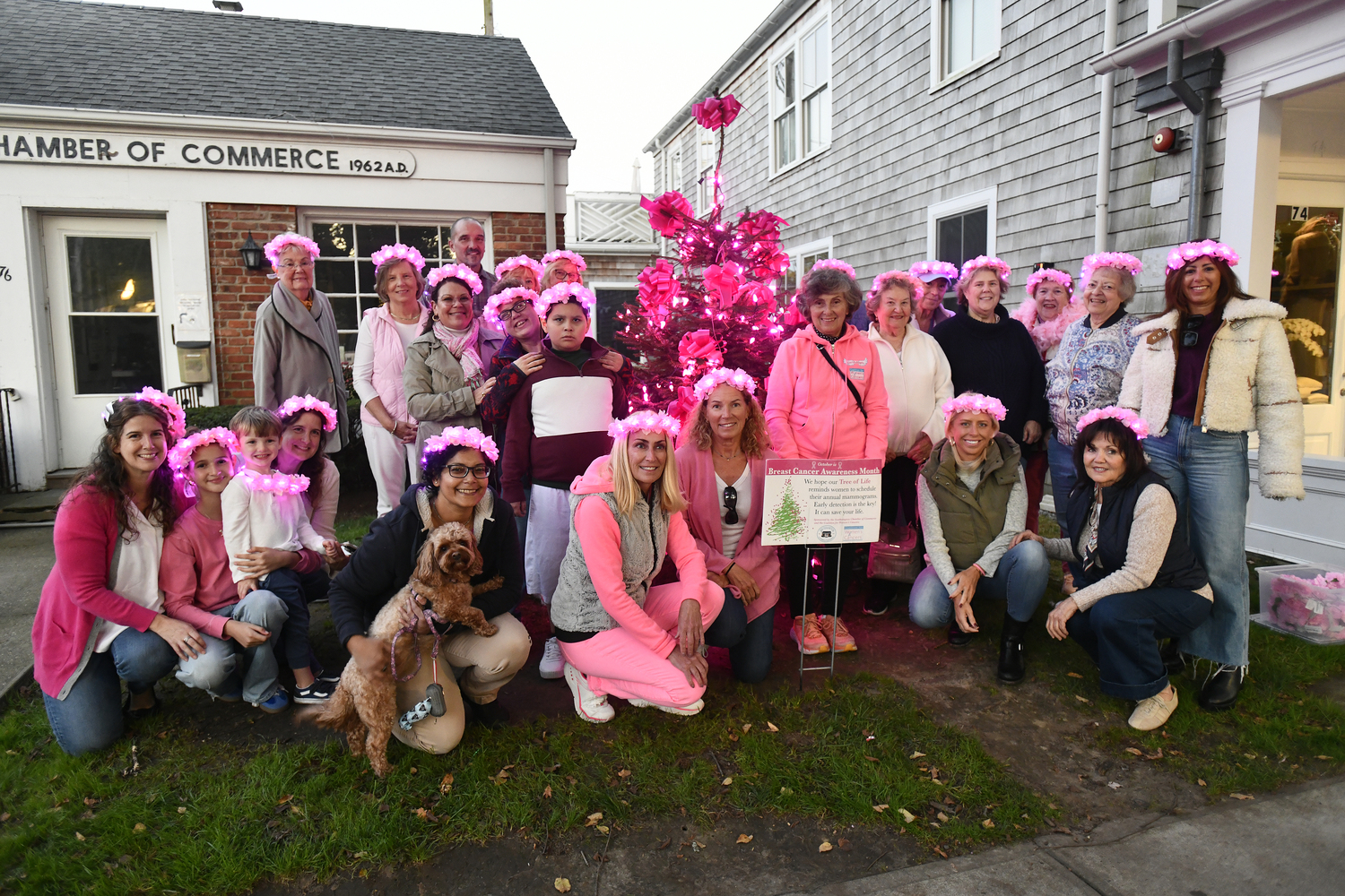 The annual pink tree lighting in honor of Breast Cancer Awareness Month was held on October 1 at the Southampton chamber of Commerce.  DANA SHAW