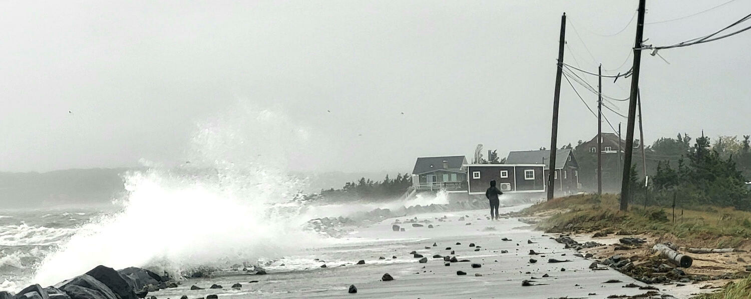 Wind-driven waves lashed Gerad Drive in Springs during the nor-easter. COURTESY JOSHUA BORSACK