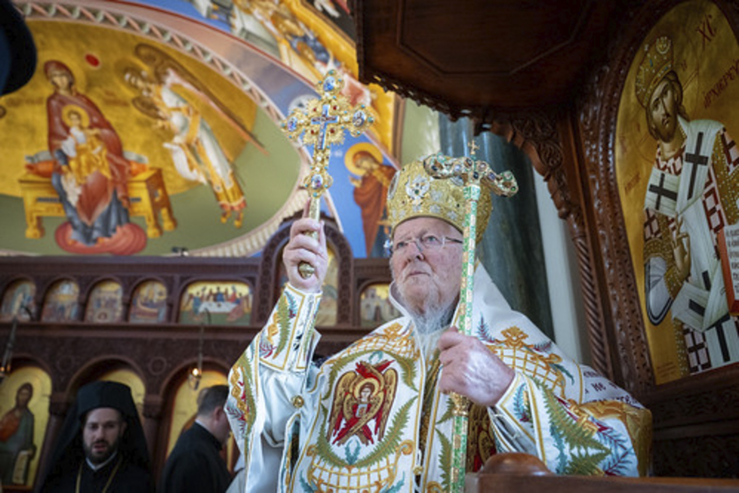 His All-Holiness Ecumenical Patriarch Bartholomew, the global leader of the Greek Orthodox Church, celebrated the Divine Liturgy at Dormition of the Virgin Mary Greek Orthodox Church of the Hamptons last week during his visit to the area. He conferred the title Megas Protoprebyteros of the Holy and Great Church of Christ upon Father Alexander Karloutsos and elevatd the church to the status of Cathedral.    Courtesy Dormition of the Virgin Mary Greek Orthodox Church of the Hamptons