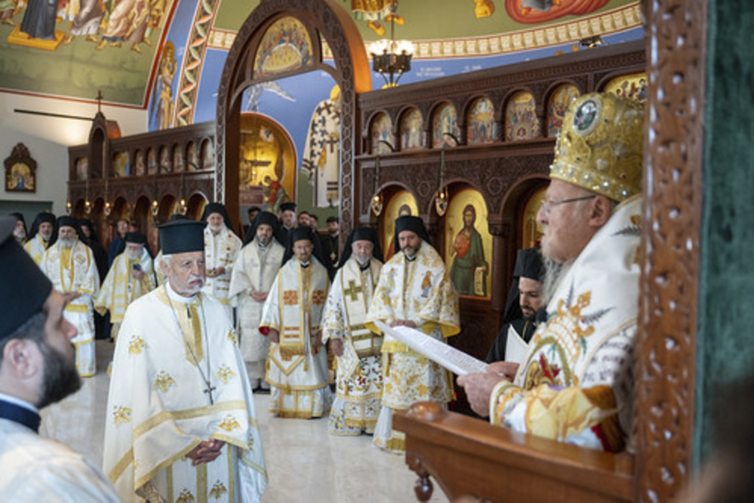 His All-Holiness Ecumenical Patriarch Bartholomew, the global leader of the Greek Orthodox Church, celebrated the Divine Liturgy at Dormition of the Virgin Mary Greek Orthodox Church of the Hamptons last week during his visit to the area. He conferred the title Megas Protoprebyteros of the Holy and Great Church of Christ upon Father Alexander Karloutsos and elevatd the church to the status of Cathedral.    Courtesy Dormition of the Virgin Mary Greek Orthodox Church of the Hamptons