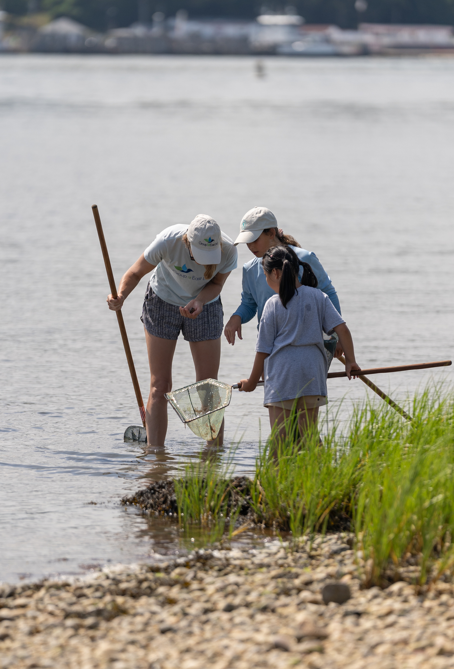 Group for the East End's Assistant Director of Environmental Education Jen Skilbred with East End Seaport Museum summer campers in July. CHRISTOPHER SCOTT
