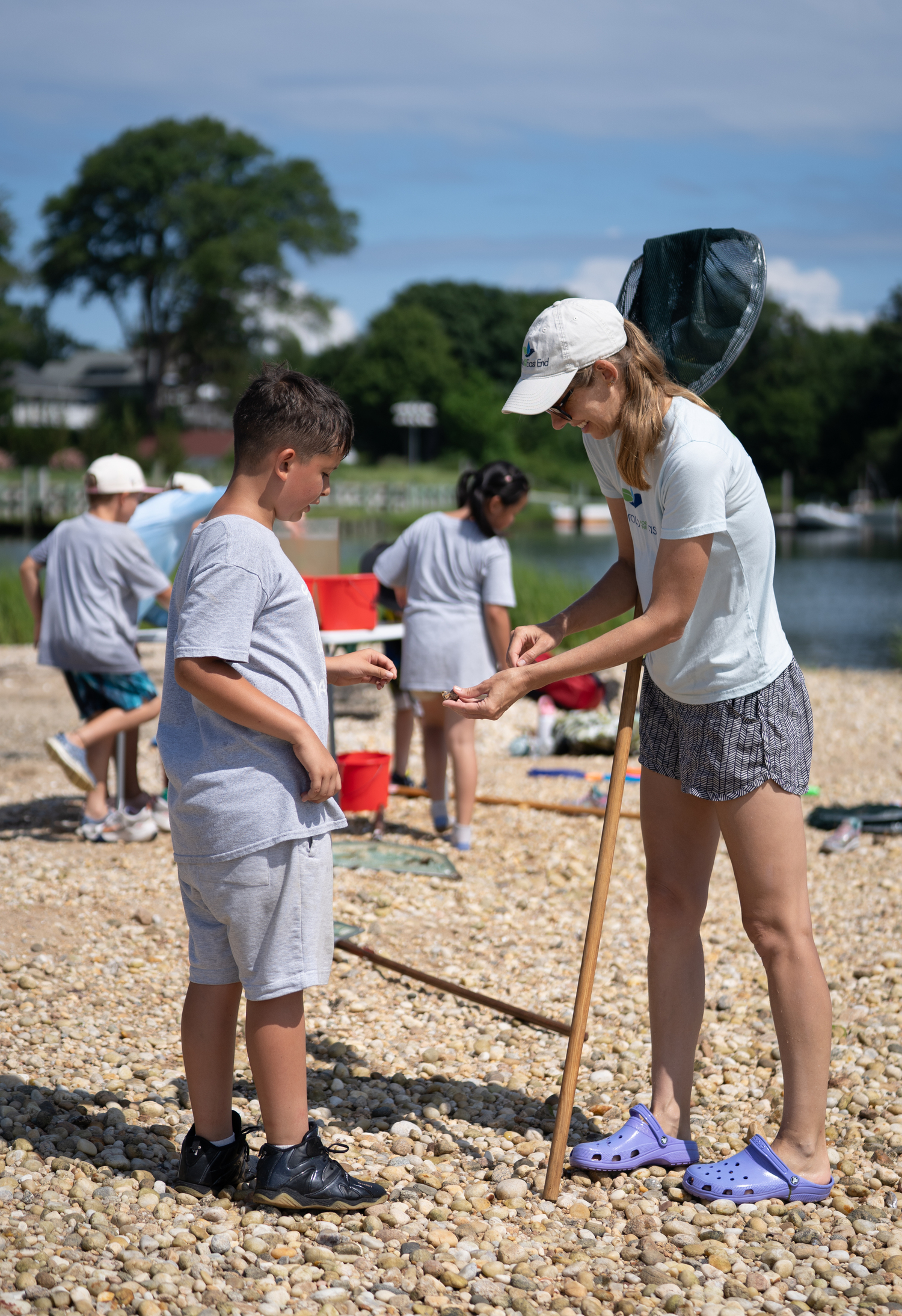 Group for the East End's Assistant Director of Environmental Education Jen Skilbred with East End Seaport Museum summer campers in July. CHRISTOPHER SCOTT