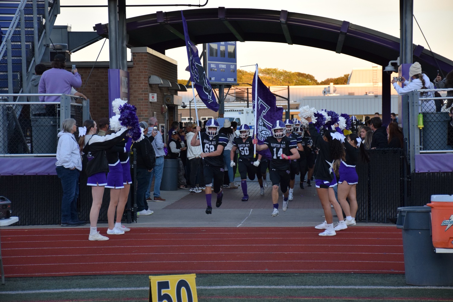 Excitement and pride were on display as Hampton Bays High School celebrated homecoming during the week of October 13. The week included a spirited pep rally, a community bonfire and a parade, as well as a homecoming dance. It also featured sporting events, including varsity boys and girls soccer and volleyball matches and a culminating homecoming football game under the lights, where the Baymen ousted Port Jefferson with a final score of 32-7. COURTESY HAMPTON BAYS SCHOOL DISTRICT