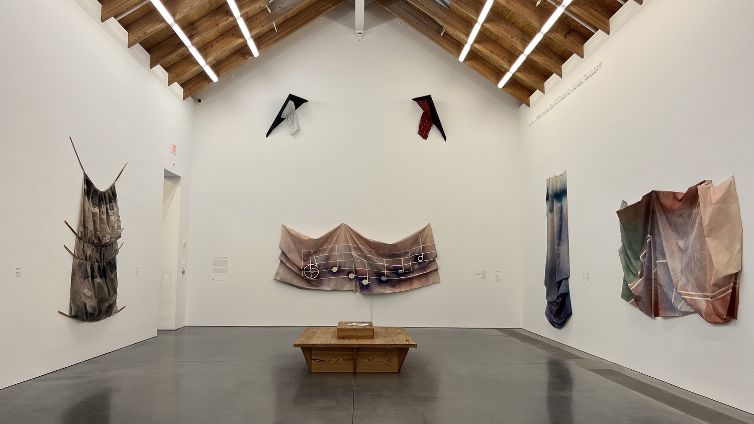 An installation view of Nina Yankowitz's , “Oh Say Can You See: A Draped Sound Painting” which is on view at the Parrish Art Museum through February 22. FRANKIE KADIR BADEMCI
