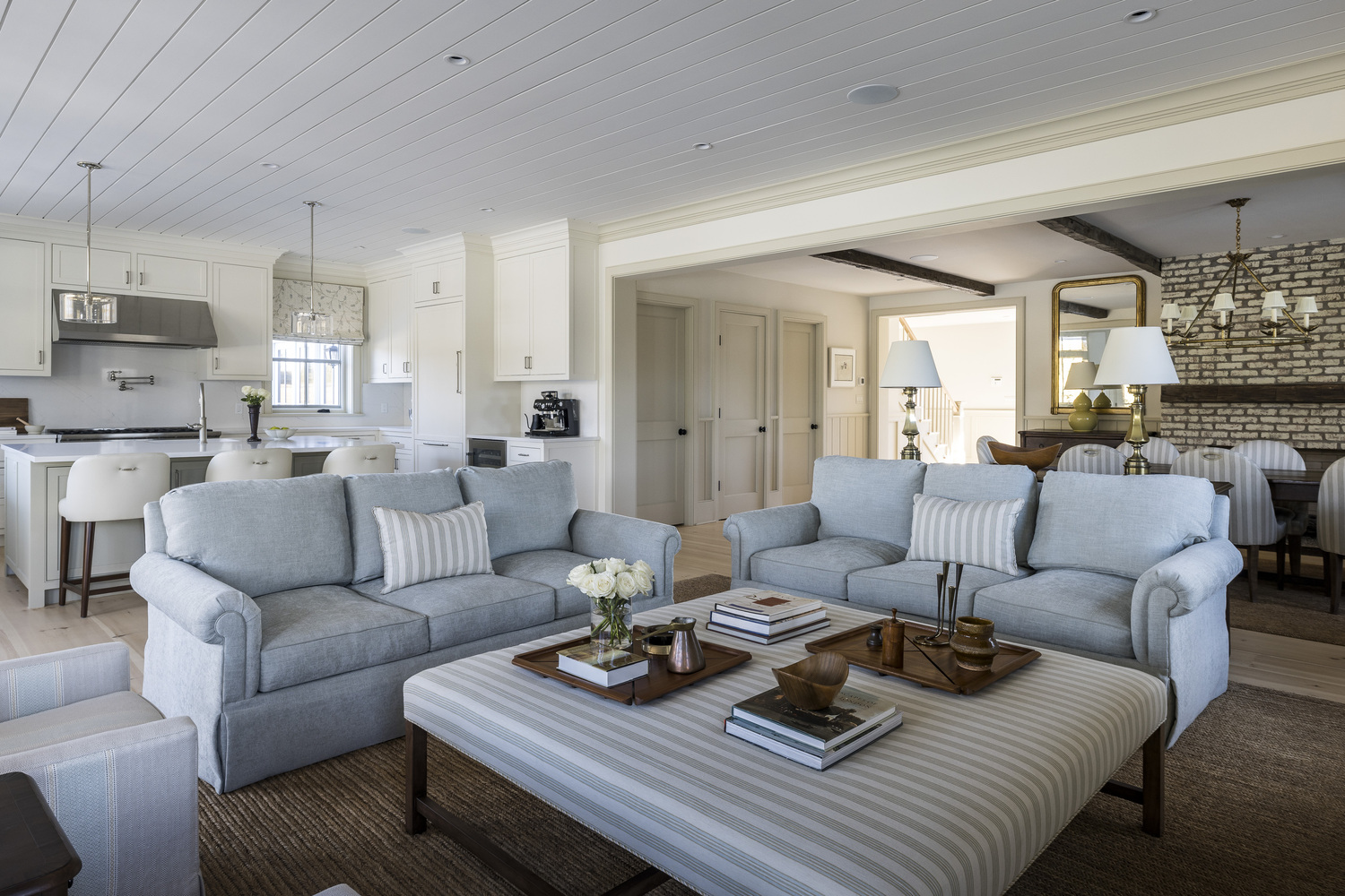 Inside the living room of 412 Hedges Lane in Sagaponack, which recently sold for $9.5 million. LENA YAREMENKO