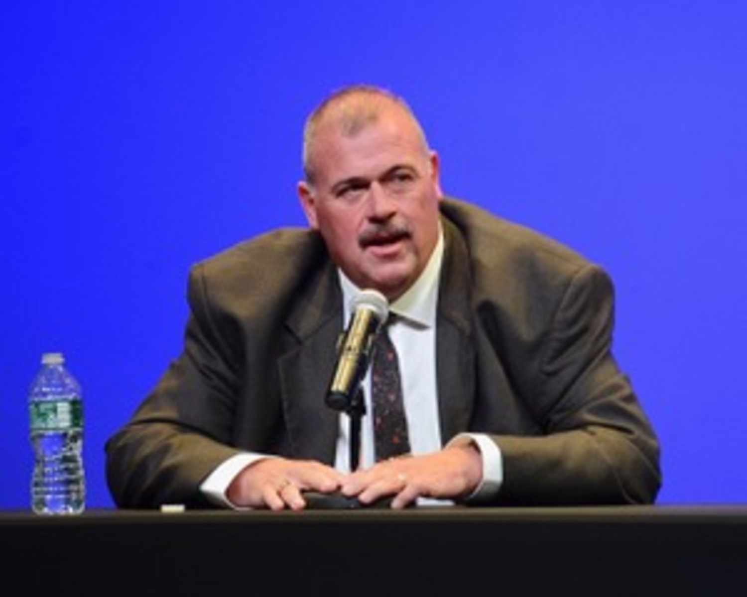 Jeff Miller, a Republican running for East Hampton Town Clerk, engages in conversation at a debate held at LTV Studios and moderated by The Express News Group on Monday night. KYRIL BROMLEY