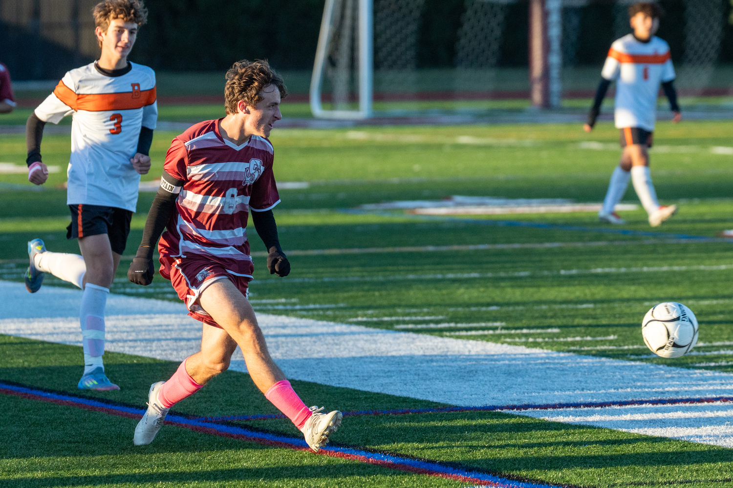 Southampton junior co-captain Max Mobius sends the ball. RON ESPOSITO/SOUTHAMPTON SCHOOL DISTRICT
