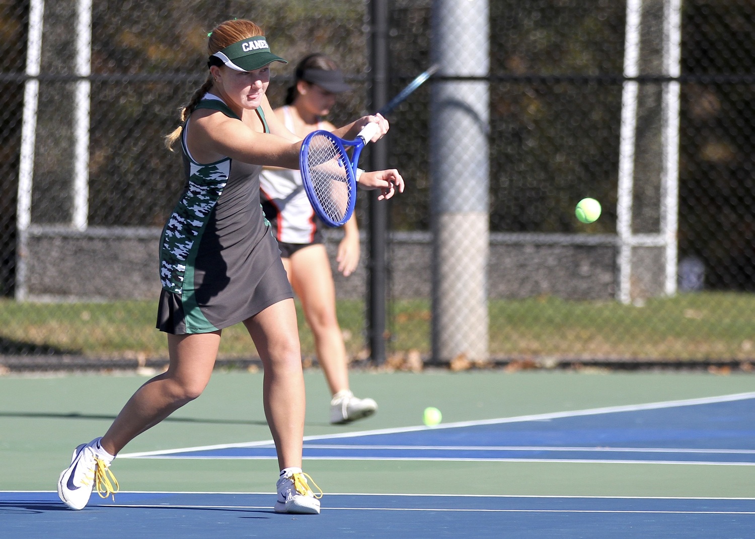 Westhampton Beach sophomore Grace Hart sends the ball back over the net. DESIRÉE KEEGAN
