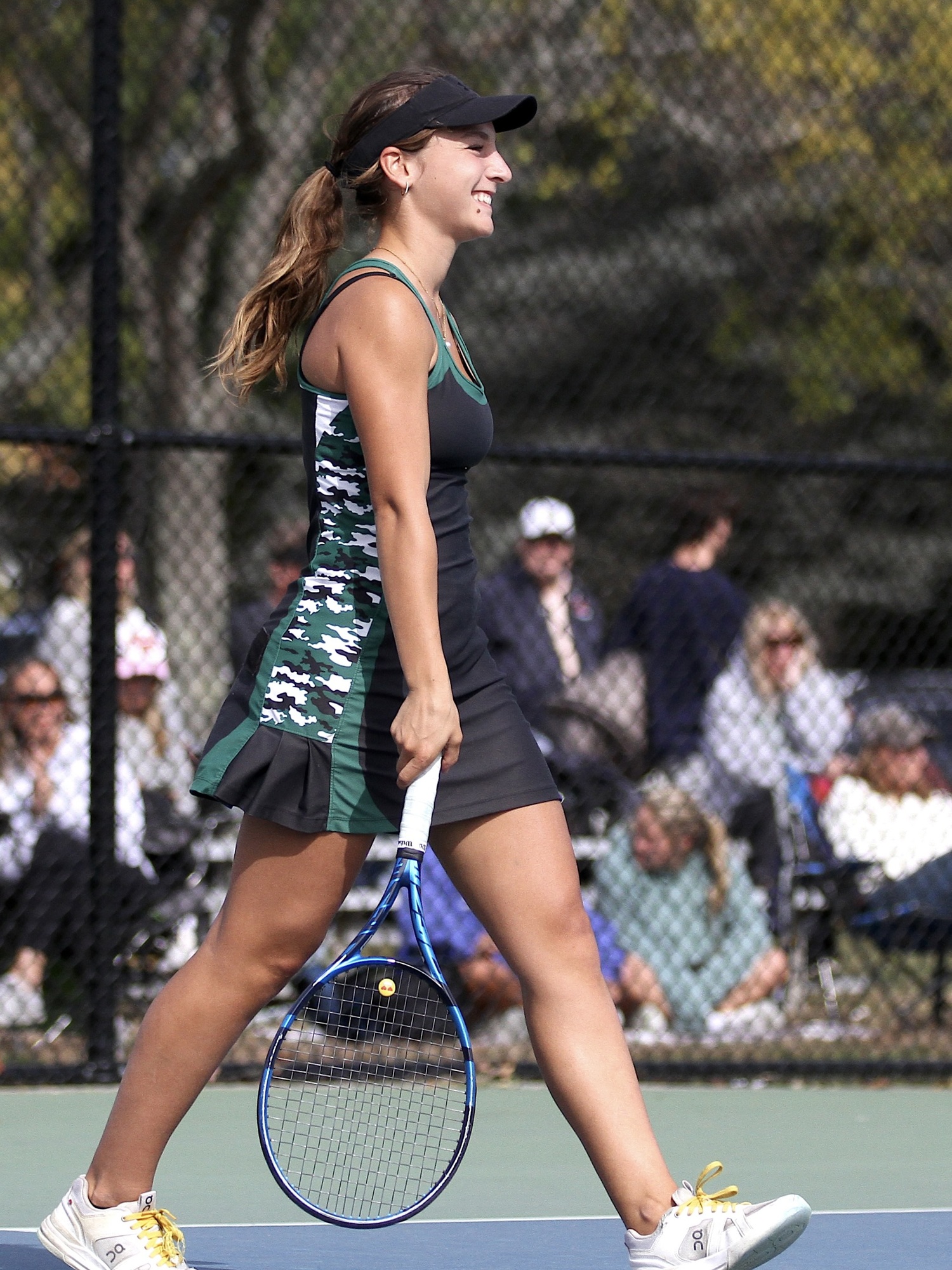 Westhampton Beach junior Zoë Grellet-Aumont  smiles after a point. DESIRÉE KEEGAN