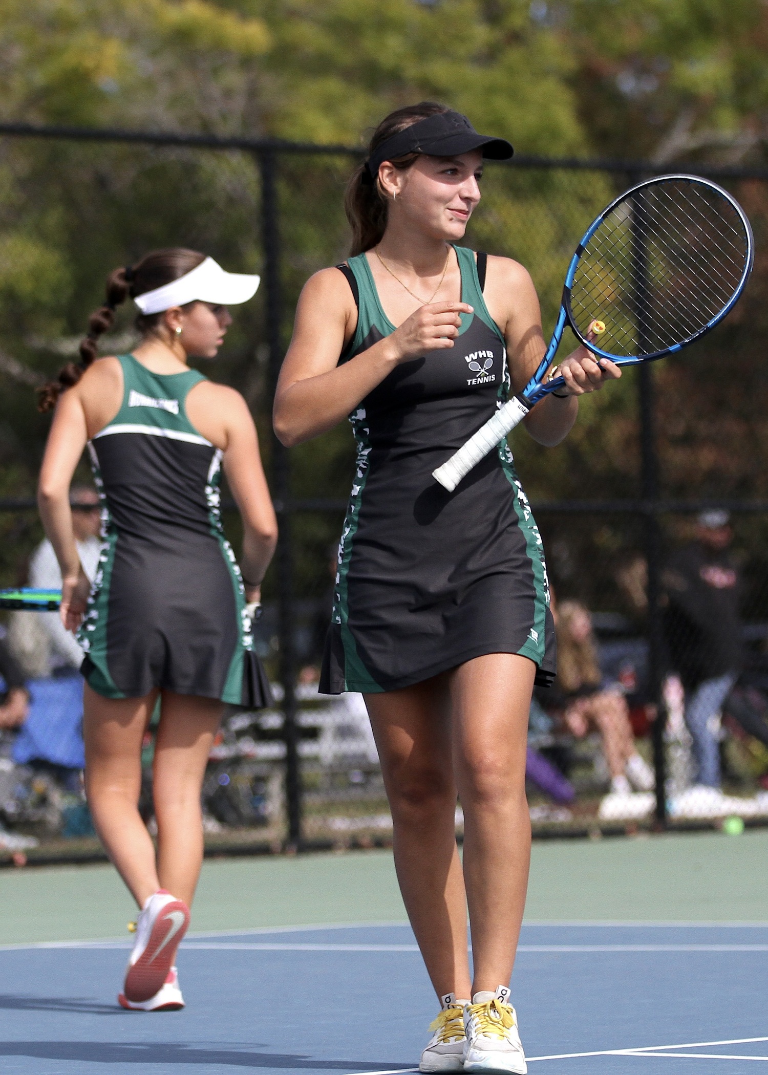 Westhampton Beach junior Zoë Grellet-Aumont  smiles after securing a game. DESIRÉE KEEGAN
