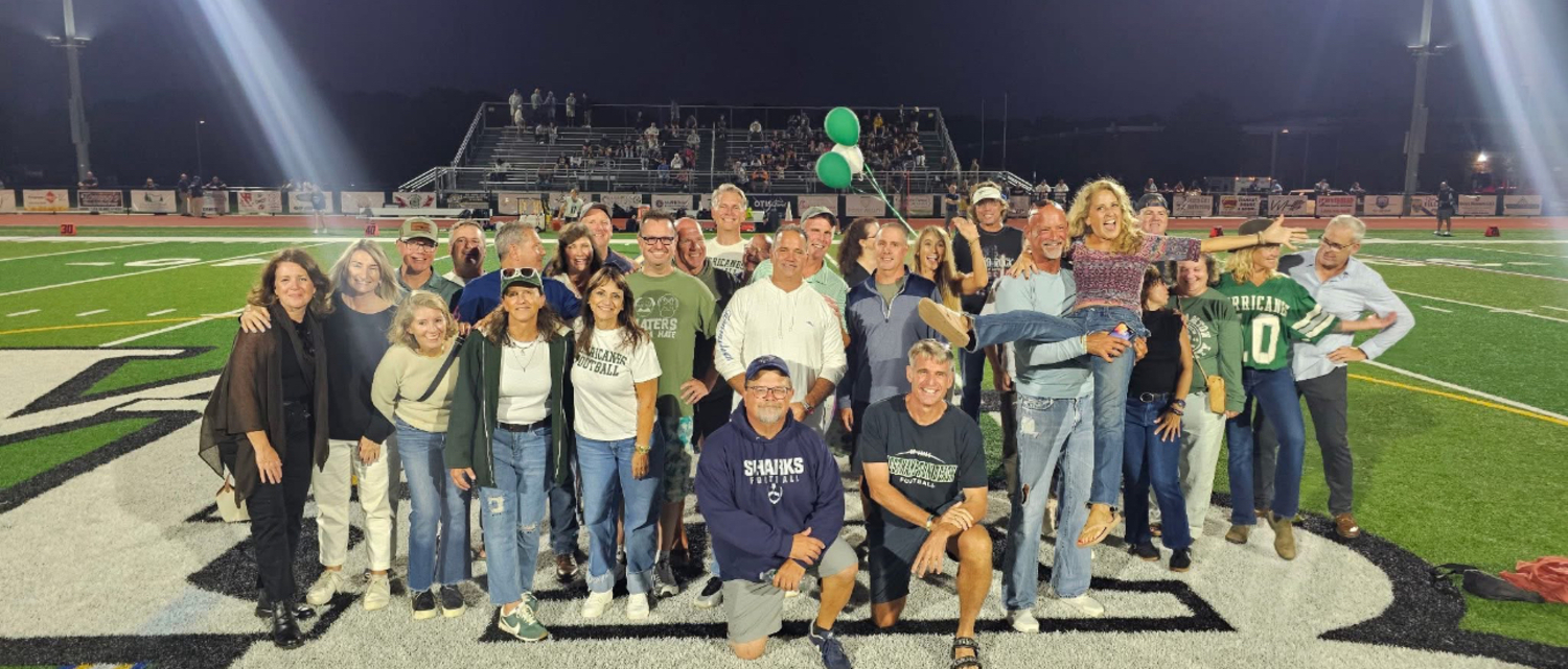 Hurricane alumnus from the Westhampton Beach Class of 1985 gathered September 27 to 29 for a fun-filled weekend to celebrate their 40th reunion. Events began Friday night with a meet-up at the Westhampton Beach homecoming game. A group of about 40 5 classmates were honored on the field at halftime. After the Hurricane win vs Eastport- South Manor, the 85 alum walked to the new Beer Garden next to the recently renovated Sunset Theater. Weekend events continued Saturday morning with a pickleball gathering at The Barn in Westhampton and the main event was held Saturday evening at Rock Hill Country Club in Manorville. Classmates then continued the conversation, reminiscing and laughs at the Triangle Pub in Eastport. Members of the Class of 85 traveled from Washington State, California, Florida, Virginia, Massachusetts and more. COURTESY CHRISTINE OKULA FLOEGEL