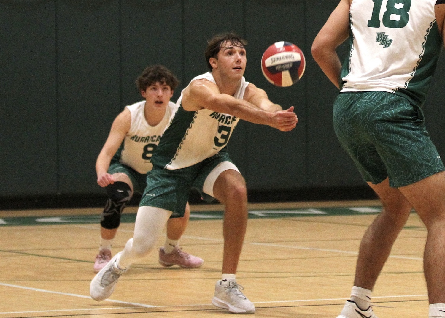 Westhampton Beach senior setter Cameron Giordano receives a serve.  DESIRÉE KEEGAN