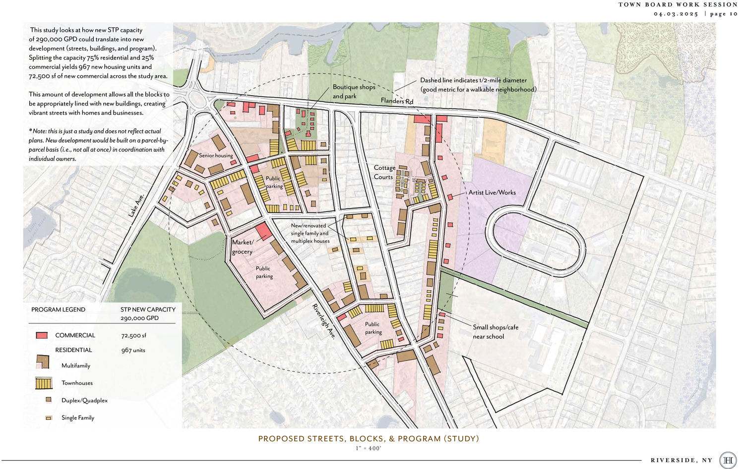 The consultants have offered suggestions on how residential and commercial development could be spread around the new redevelopment area to foment a walkable, livable community. HISTORICAL CONCEPTS