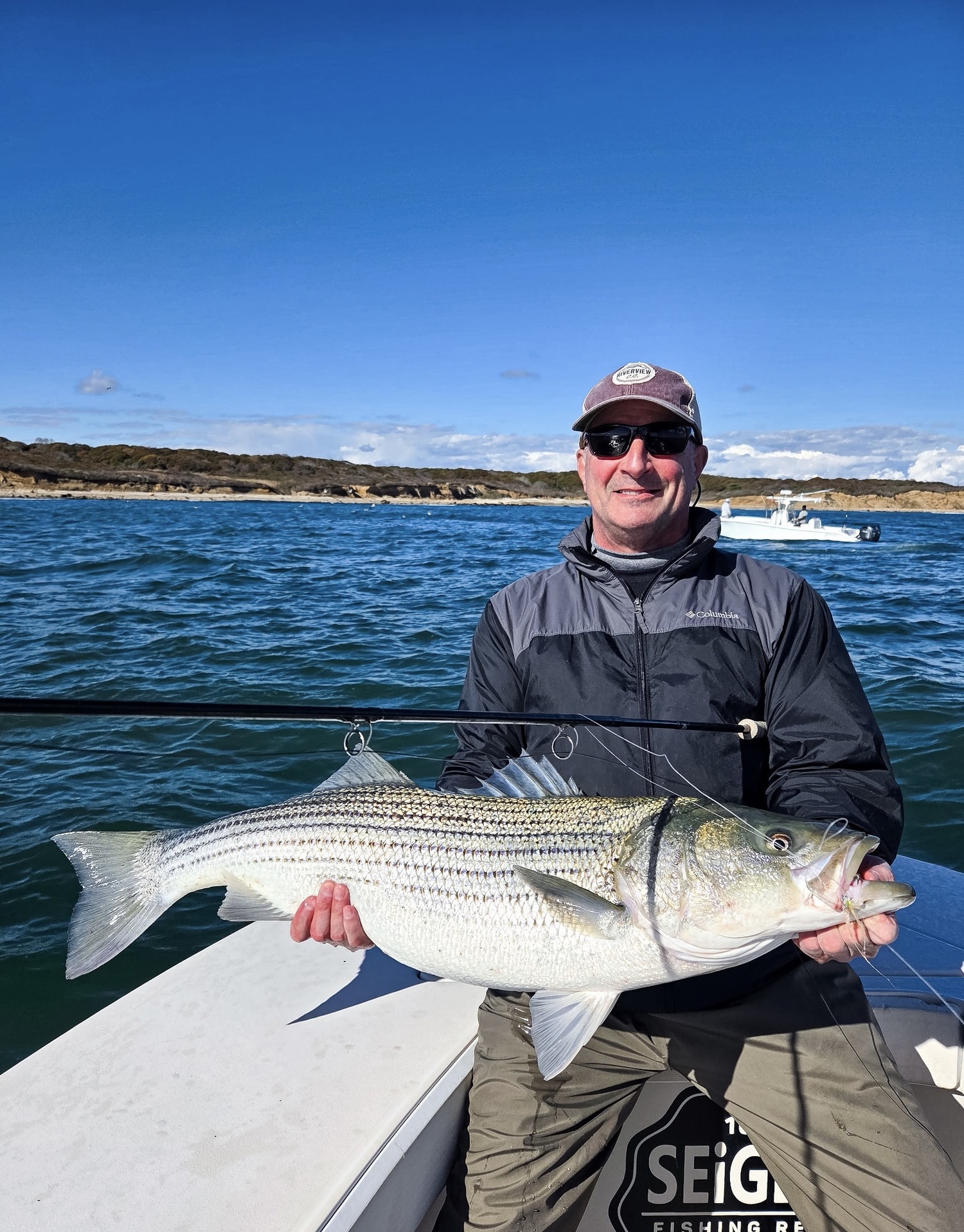 Jeff Turner decked this beauty striper on fly while fishing with Windward Charters off Montauk earlier this month. CAPT PETER DOUMA