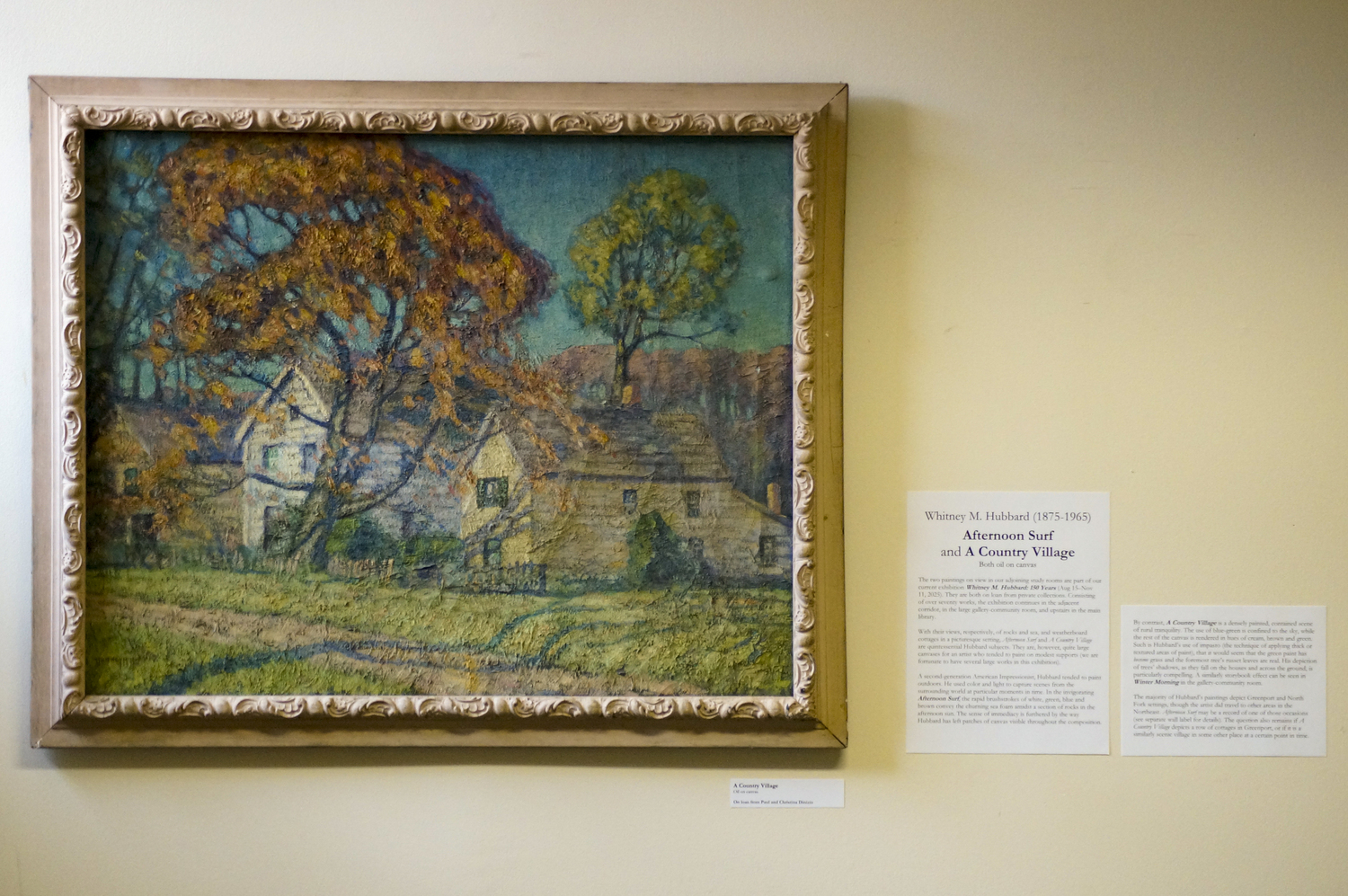 Whitney M. Hubbard, 'Afternoon Surf and a Country Village,' on view at the Floyd Memorial Library in Greenport. J.D. Allen photo