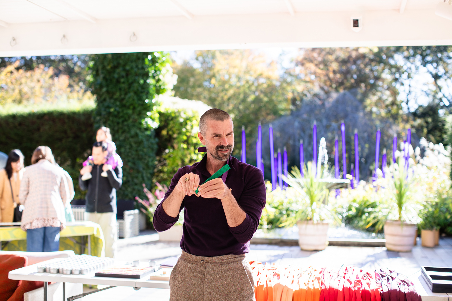 Artist Steven Ladd demonstrates the artistic process at a Scrollathon event at LongHouse Reserve on October 25. COURTESY LONGHOUSE RESERVE