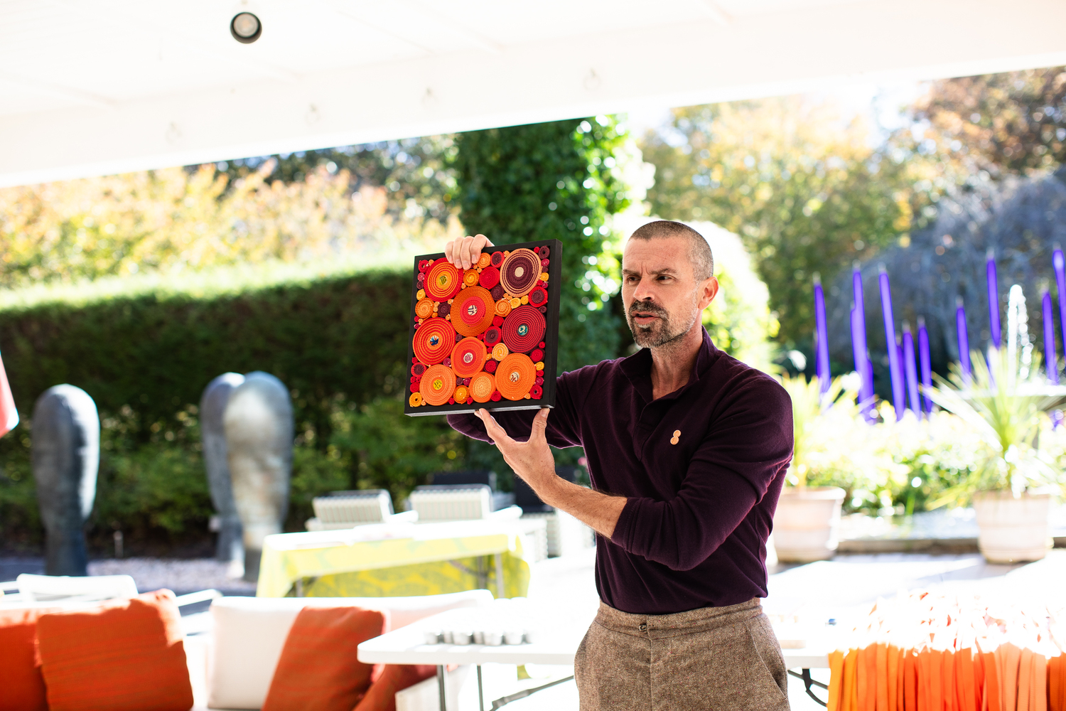 Artist Steven Ladd displays work at a Scrollathon event at LongHouse Reserve on October 25. COURTESY LONGHOUSE RESERVE