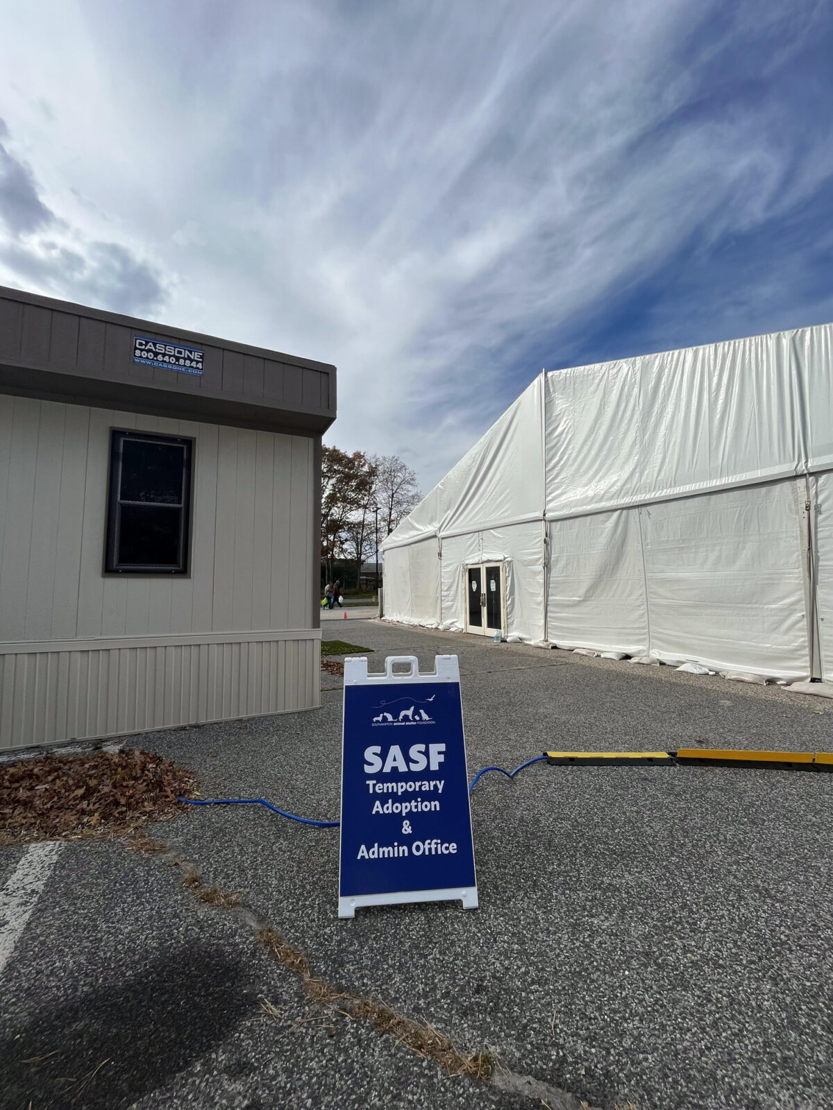 A temporary kennel is set up to house dogs while repairs are made to the main buiding. COURTESY SASF