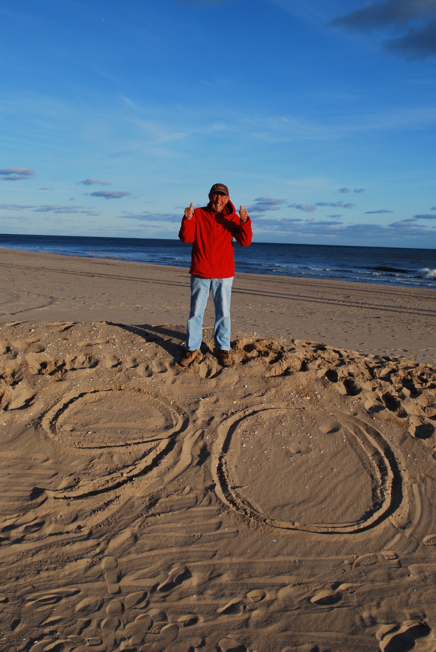 John Siebold on his 90th birthday in Montauk. John Siebold, a World War II veteran who served with the Merchant Marines, was an avid surfcaster and loved to spend his free time at the beach, catching large bass. COURTESY SIEBOLD FAMILY