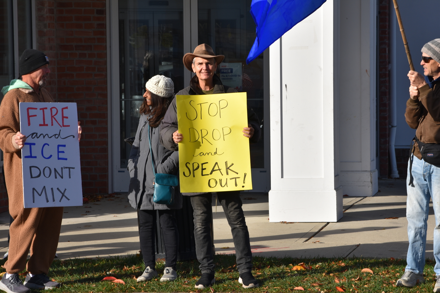 Residents angered by ICE detentions last week held demonstrations in Westhampton on Friday. BRENDAN O'REILLY