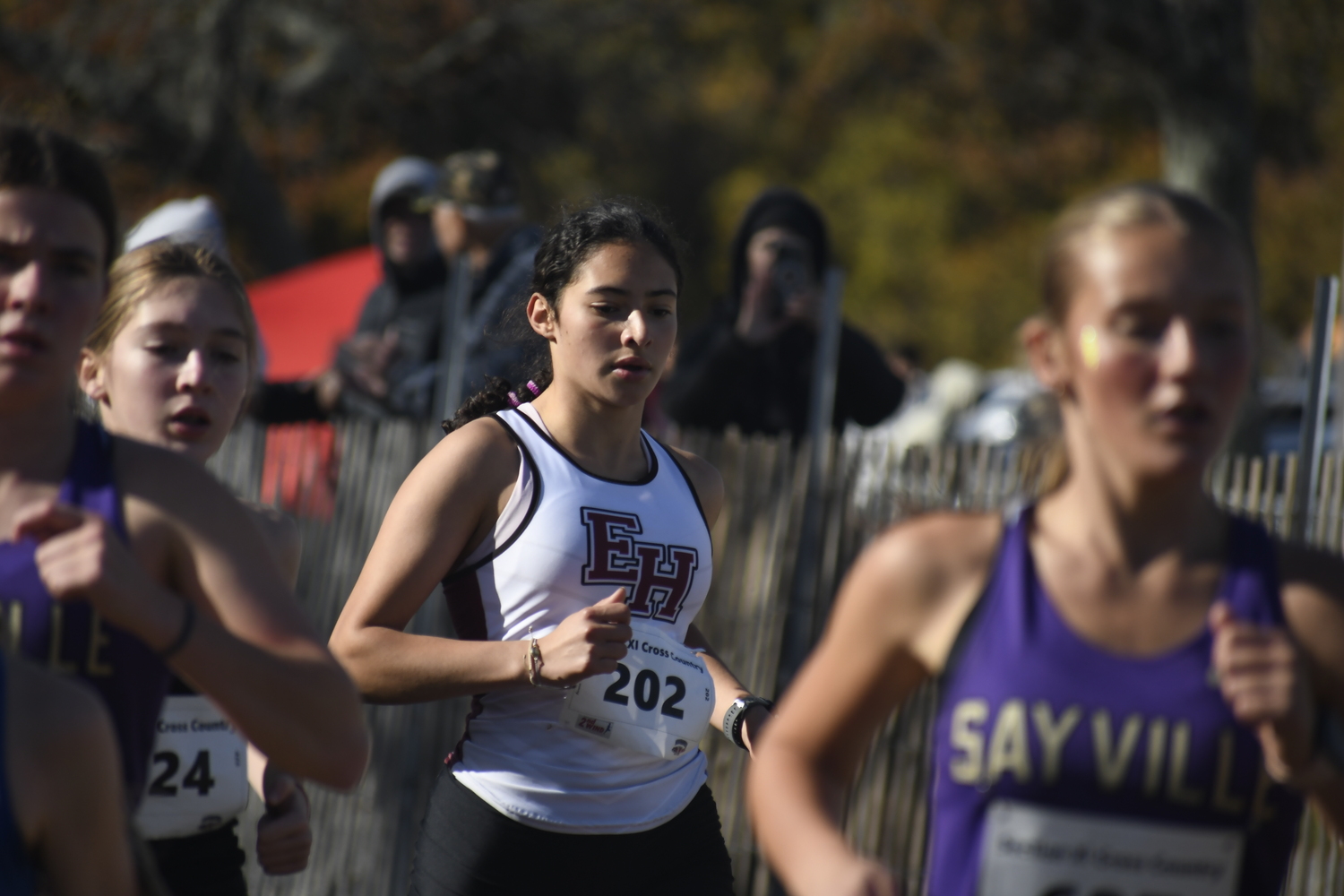 East Hampton junior Laura Martinez ran a personal best at Sunken Meadow on Thursday, November 6.  DREW BUDD